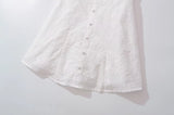 KYLETHOMASW  -  CHIC White Embroidery Lace Open Buttons Slash Shoulder Mini Dress Women Short Sleeve Slim Waist Dresses Holiday Robe Femme