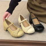 KYLETHOMASW  -  New Spring Thick Heel Women Mary Jane Shoes Concise Shallow Belt Buckle Shoes Ladies Lolita Style Elegant Dress Party Pumps