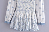 KYLETHOMASW  -  Fashion Women Floral Hollow Out Embroidery Elastic Mini Dress Vintage Long Sleeve Female Super-Short Dress Summer Robe