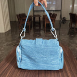 KYLETHOMASW  -  Fashion Rivet ladies Axillary bags Brand design female handbag Light weight blue Denim Women Shoulder Crossbody Bag