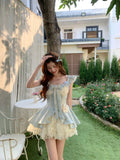 KYLETHOMASW  -  Sweet Coquette 3D Floral Applique Mock Two Piece Princess Dress Women Fairycore Pink Bowknot Puffy Birthday Party Gown Outfits