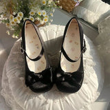 KYLETHOMASW  -  Original Lolita Style Leather Shoes for Women Spring and Autumn Mary Janes Round Head Sweet Cute Elegant Casual Lady Pupms