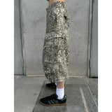 KYLETHOMASW  -  Women American Vintage Leopard 2000s Jorts Denim Shorts Japanese Harajuku Jean Cargo Pants Kpop Y2k Grunge High Street