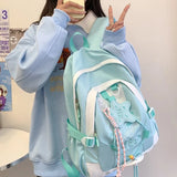 KYLETHOMASW  -  Women Students Contrast Color Patchwork Schoolbags Casual All Match Letter Printing Backpack Fashion Y2k Aesthetic Ins Backpacks