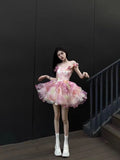 KYLETHOMASW  -  French Sweet Gentle Dresses Pure Desire Sexy Temperament Princess Dress Women Spring New Flower Suspender Vestido