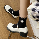 KYLETHOMASW  -  New Autumn Women Mary Jane Shoes Simple Glossy PU Ladies Causal Uniform Low-heeled Shoes Fashion Versatile Lolita Women's Pumps