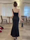 KYLETHOMASW  -  Elegant Sexy Long Evening Gown with Mesh Splice And Side Slit High Waist Bodycon Dress for Women Party Ball Celebration