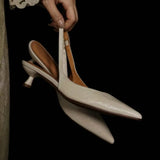 KYLETHOMASW  -  Summer Pointed Toe Stiletto Backless Leather Shallow Mouth Commuting Work Flats for Women