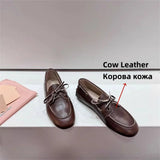 KYLETHOMASW  -  Ins Genuine Leather Flats Shoes Women Loafers Trend Vintage Suede Loafers Women's Casual British Style Flat Single Shoes