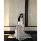 KYLETHOMASW  -  Korean New Neck Sleeveless Bud Top Fashion Suit Women's Summer High Waist Solid Color Skirt Two-piece Set