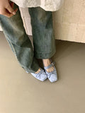 KYLETHOMASW  -  Spring/Autumn Ballet-Style Bow Flat Flats for Women Square Toe Mary Jane Shoes Soft Sole Shallow Comfortable Women Flats 6352