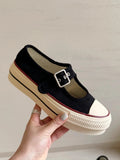 KYLETHOMASW  -  Thick Bottom Mary Jane Shoes Breathable Hollow out Canvas Versatile Summer New Style Metal Decorated Mid Heel Casual Women's Foo