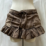 KYLETHOMASW  -  Y2k Ruffles Sexy Mini Skirts American Retro Spring Summer High Waist Women Skirts Solid High Waist Versatile Faldas Mujer