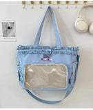 KYLETHOMASW  -  Ruched Lace Bow Ita Mochila Fashion Ins Large Capacity Mochilas Mujer School Bag Star Letter Embroidery Backpack Backpacks