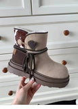 KYLETHOMASW  -  Winter Women Snow Boots Platform Warm Fur Casual Outdoor High Top Shoes Heart Design Plush Ankle Boots High Quality Cotton Shoes