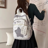 KYLETHOMASW  -  High-capacity Transparent Star Dot Ita Bags Sweet Y2k Aesthetic Ins Students Backpacks Contrast Color Patchwork Women Schoolbags