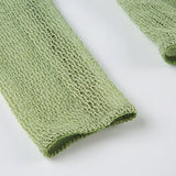 KYLETHOMASW  -  Ins niche design irregular deep V-knot tied long sleeved cover shirt solid color basic versatile temperament short cardigan