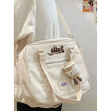 KYLETHOMASW  -  Vintage Casual Canvas Shoulder Bag Women Harajuku Aesthetic Zipper White Handbag Tote Bag Female Retro Crossbody Bags