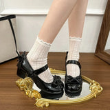 KYLETHOMASW  -  Women's Mary Jane Shoes New Sweet Bowknot Women Lolita Shoes Elegant Wedding Party Causal Princess Ladies Dress Shoes with Heels