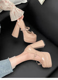 KYLETHOMASW  -  New Spring Platform Thick Heel Women Mary Jane Shoes Fashion Butterfly-knot Shoes Ladies Outdoor Dress Leather Pumps