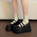 KYLETHOMASW  -  New Women Two-tone Metal Studded Platform Mary Jane Shoes Round Toe Buckle Strap Slip On Casual Summer Gothic Lolita Pumps Shoes