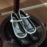 KYLETHOMASW  -  Japanned Leather Mary Janes Woman Color Block High Heels Shoes Ladies Belt Buckle Tacones Wedges Chunky Heeled Escarpins Mujer