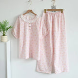 KYLETHOMASW  -  Cotton double-layer gauze lace princess pajamas women's summer new short-sleeved trousers shorts ins loungewear cover