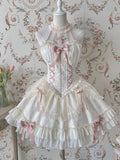KYLETHOMASW  -  Kawaii Lolita Mini Dress Women Sweet Bows Mesh Patchwork Bandage Halter Dresses Summer Sleeveless Cute Ruffles Harajuku Dress