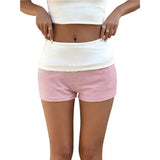 KYLETHOMASW  -  Women's Fold Over Shorts Y2K Micro Mini Shorts Elastic Waist Pajama Bottoms Summer Casual Short