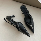 Kylethomasw Pointed Toe Mules Pump Women Zip Design Slingbacks High Heels Female Footwear Fashion Summer 2025 Elegant Brand Shoes Women