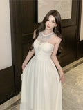 KYLETHOMASW  -  French Elegant High-end Long Evening Gown New Women Backless Diamond-Encrusted Pleated Party Dress Sexy Luxury Fashion Clothing