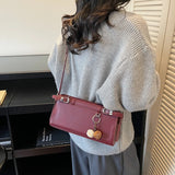 KYLETHOMASW  -  Women's Soft Leather Crossbody Bag Pom Pom Charm Decor Adjustable Strap Minimalist Elegant Commuter Daily Shoulder Bag