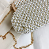 Kylethomasw Exquisite Pearl Woven Clutch Bag PROM Fashion Women's Bag Fashion Women's Shoulder Bag Wedding Party Handbag Lady Crossbody Bag