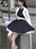 KYLETHOMASW  -  Celebrity Lady Bithday Party Blue Black Ball Gown Mesh Patchwork A Line Dress Summer Sleeveless O Neck Mini Fluffy Tank Dress