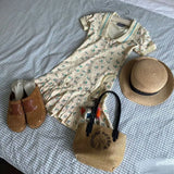 KYLETHOMASW  -  Petite Polo Neck Floral Dress French Sweetheart Smocked Waist Mini Summer 2025 Slim Fit Short Sleeve