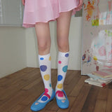 KYLETHOMASW  -  Original New Colorful Polka Dot Summer Calf Socks Sweet Trendy Girl Velvet Y2K Japanese Mid Calf Socks Dress Playful Stockings