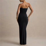 KYLETHOMASW  -  Autumn New Women's Pleated Green Design Temperament Slim Fit Solid Color Strapless Dress