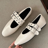 KYLETHOMASW  -  Female Buckle Strap Footwear Round Toe Ladies Flats With Dance Shoes Soft Fashion Shallow Women Ballet Flats Shoes
