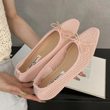 KYLETHOMASW  -  Luxury Footwear Mesh Ladies Flats Slip On Shoes Female Shallow Fashion Butterfly-Knot Women Ballet Flats Dance Shoes New 2025