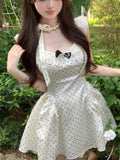 KYLETHOMASW  -  Summer Elegant Polka Dot A-line Slip Birthday Full Dress Sweet France Fashion Designer Kawaii Slim Party Evening Dresses