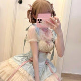 KYLETHOMASW  - Little Ribbon Lolita Lace Sling Dress Sweet SP Ballet Style Women Cake Princess Puffy One-piece Dress Summer Pettiskirt