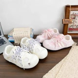 KYLETHOMASW  -  Ladies Sweet Casual Sneakers Sheer Polka Dot Bow Decor Lace‑up Round Toe Mesh Upper Soft Sole Lightweight All‑match Footwear