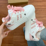 KYLETHOMASW  -  Cute Cat Paw Thick Sole White Sneakers Women Fashion Casual Platform Skate Shoes for Students