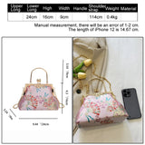 Kylethomasw Japanese Style Women's Bag Kimono Bag Fashion Metal Frame Shoulder Bag Exquisite Handbag for Girl Fancy Crossbody Bags for Women