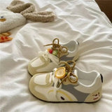 KYLETHOMASW  -  Women Cute Apple Charms Sneakers Lace‑up Round Toe Color Block Patchwork Soft SoleLightweight Casual Daily Walking Comfort Shoes