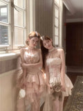 KYLETHOMASW  -  Vintage French Elegant Sweet Woman Dress Sexy Strapless Design Short Party Mini Dress Female Fairy Birthday Party Chic Clothes