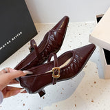 KYLETHOMASW  -  Pointed Toe High Heels Women Mary Jane Shoes Sexy Sandals 2025 Summer New Luxury Dress Shallow Shoes Fashion Pumps Mujer Zapatos