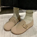 KYLETHOMASW  -  Faux Suede Leather Loafers Women Rivet Belt Flats Mocasines Ladies Garden Shoes Clogs Barefoot Tabis Comfy Slip On Walking Shoes