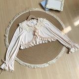 KYLETHOMASW  -  Ruffles Thin Jackets for Women Japanese Style Vintage Lolita Sunscreen Chaquetas Sweet Girls Spring Summer Elegant Veste Femme