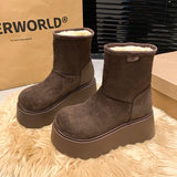 KYLETHOMASW  -  Winter Furry Women Warm Cotton Snow Boots Comfort Shoes Concise Platform Thick Bottom Short Botas De Mujer
